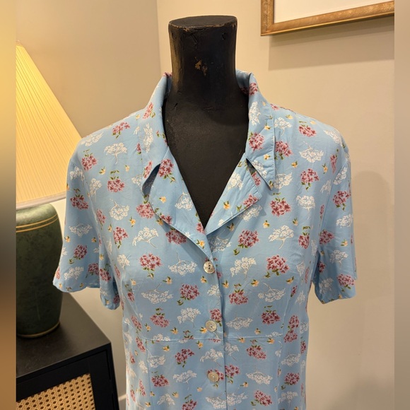 Vintage Robbie Bee Baby Blue Floral Retro Grandma Button-front Maxi Dress 8 - Picture 7 of 16